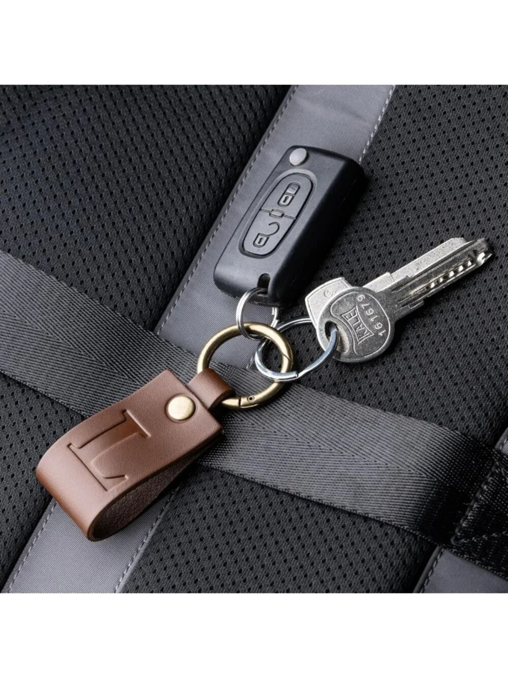 Personalized Full Grain Leather Keychain, Custom Initials, Brown Gift for
